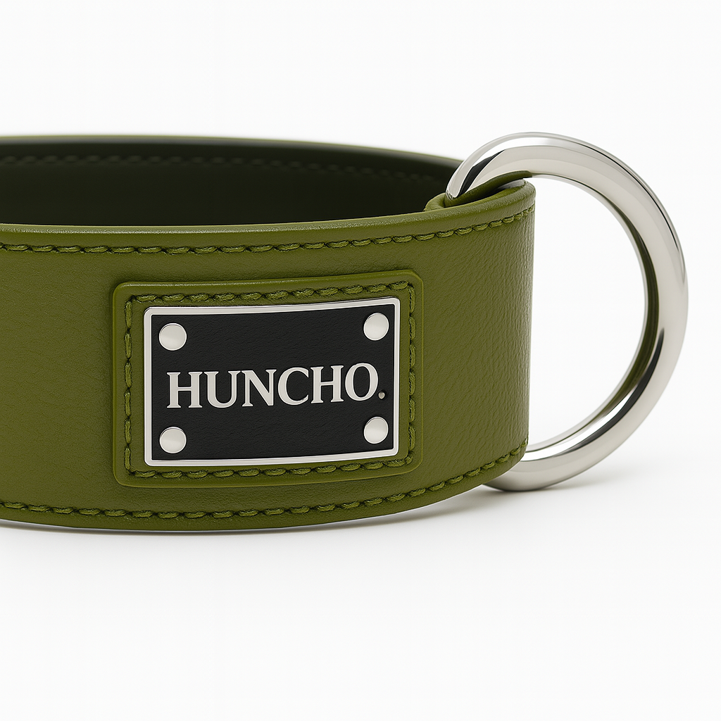 Khaki Clip Leather Collar