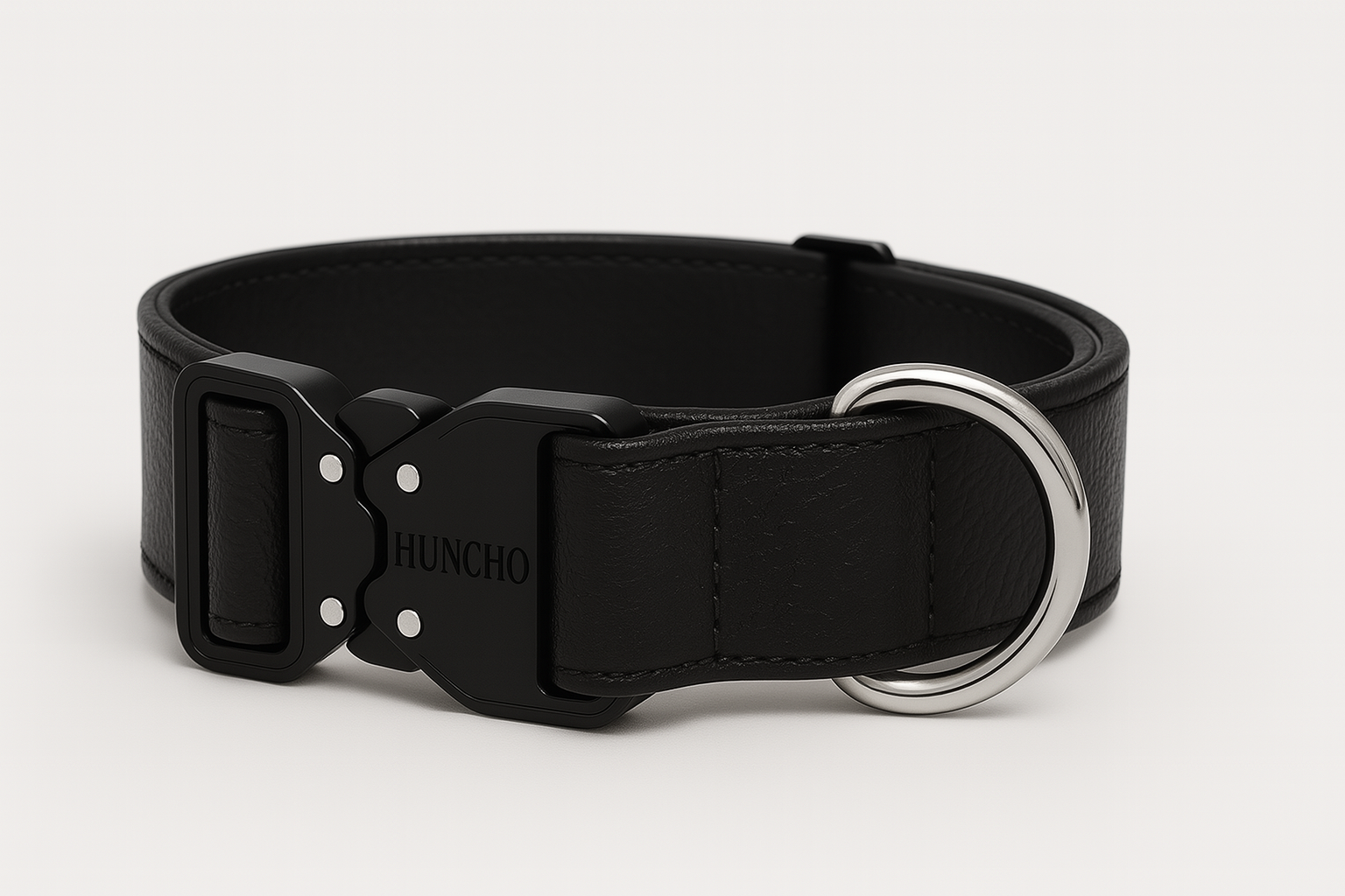 Black Clip Leather Collar
